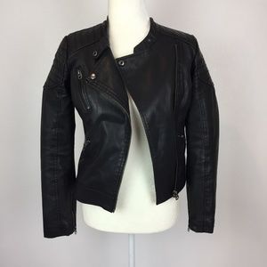 TOPSHOP Faux Leather Moto Jacket Size 2